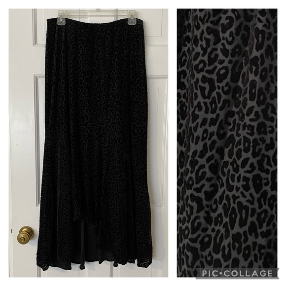 Chicos High Low Velvet Printed Midi Skirt - Picture 1 of 5